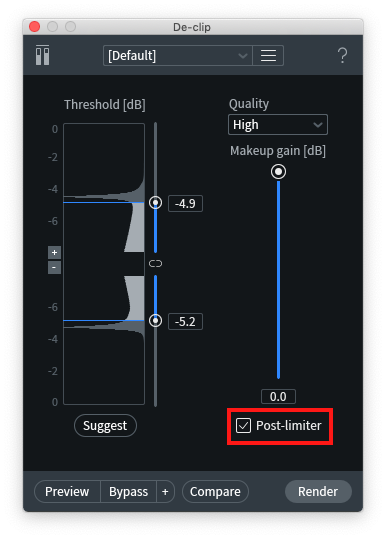 Declip Settings with Post-limiter